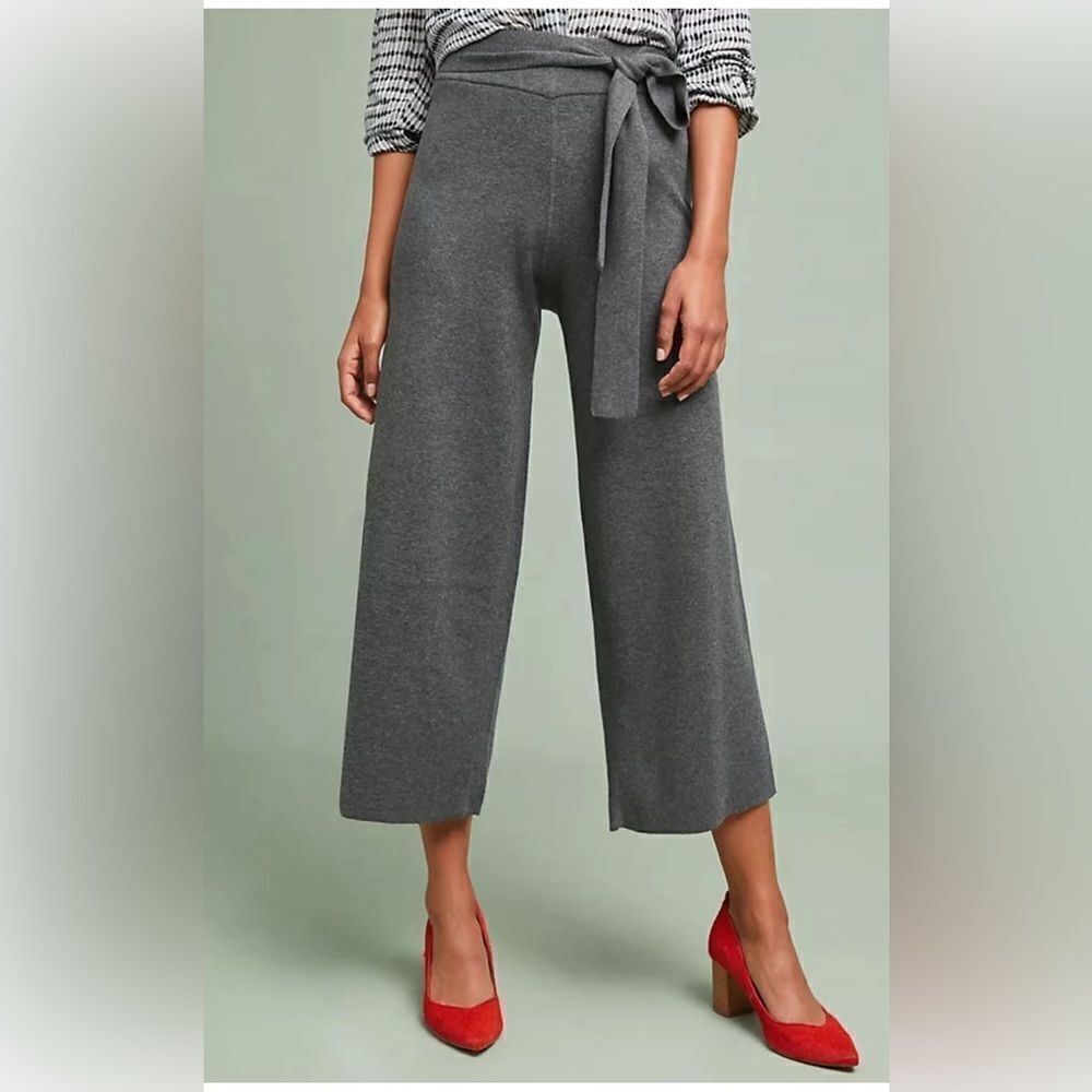 Michael Stars Belted Wide Leg Pants Gray Knit Size S